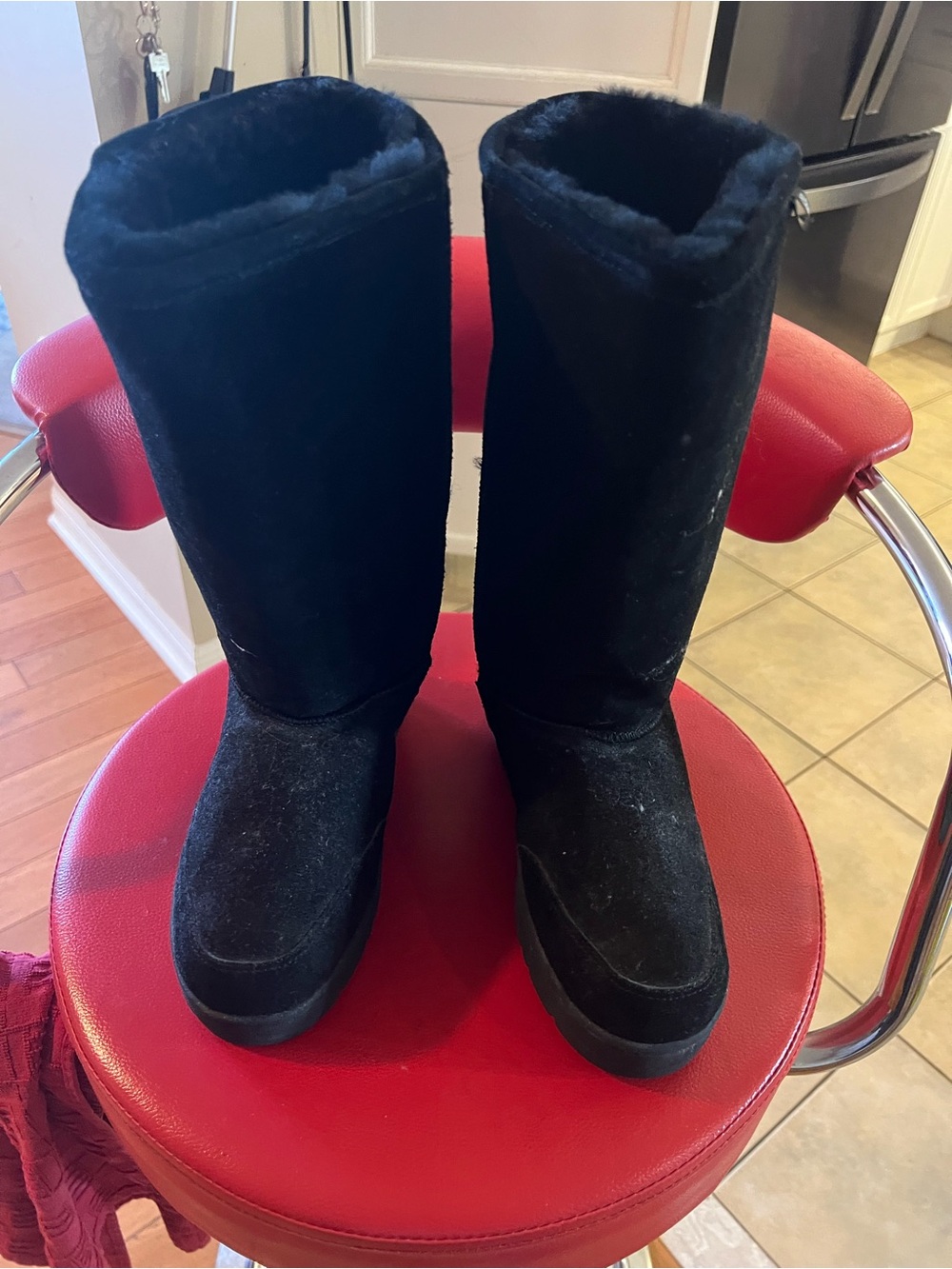Black Women's Winter Faux-Suede Tall Boots - Cozy Lined Comfort